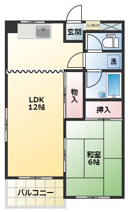 LE・LIEN(1LDK/2階)の間取り写真