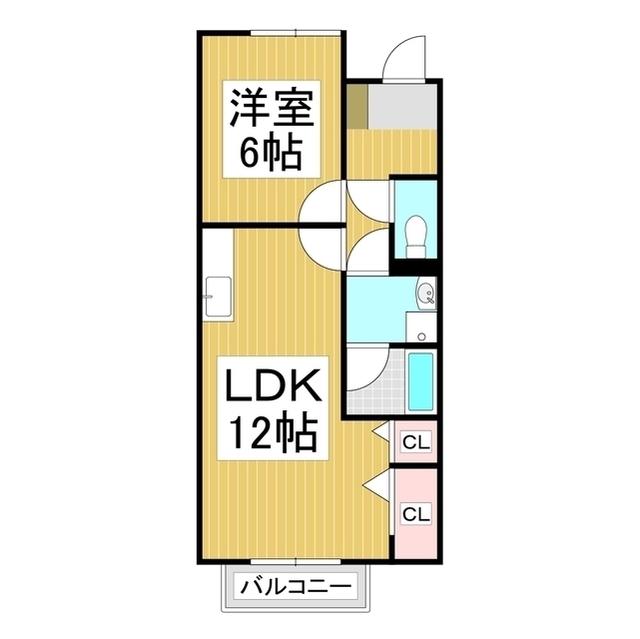 リバティーハイツA(1LDK/2階)の間取り写真