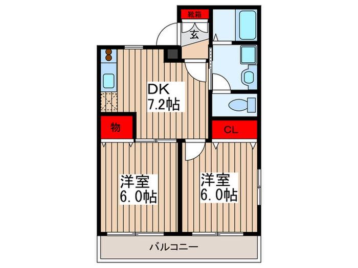 パルコート東大宮(2DK/3階)の間取り写真