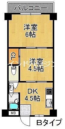 リアライズ北加賀屋(2DK/6階)の間取り写真