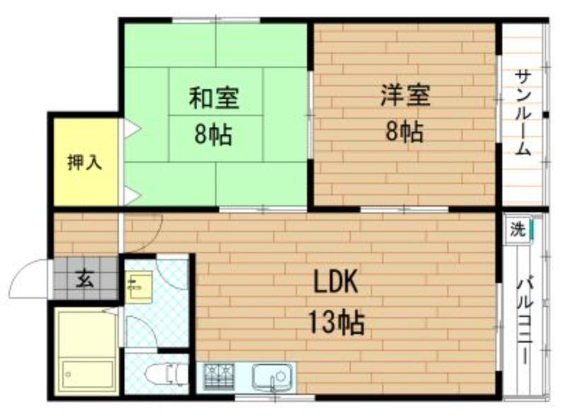 クオリティパレス セジュール(2LDK/4階)の間取り写真
