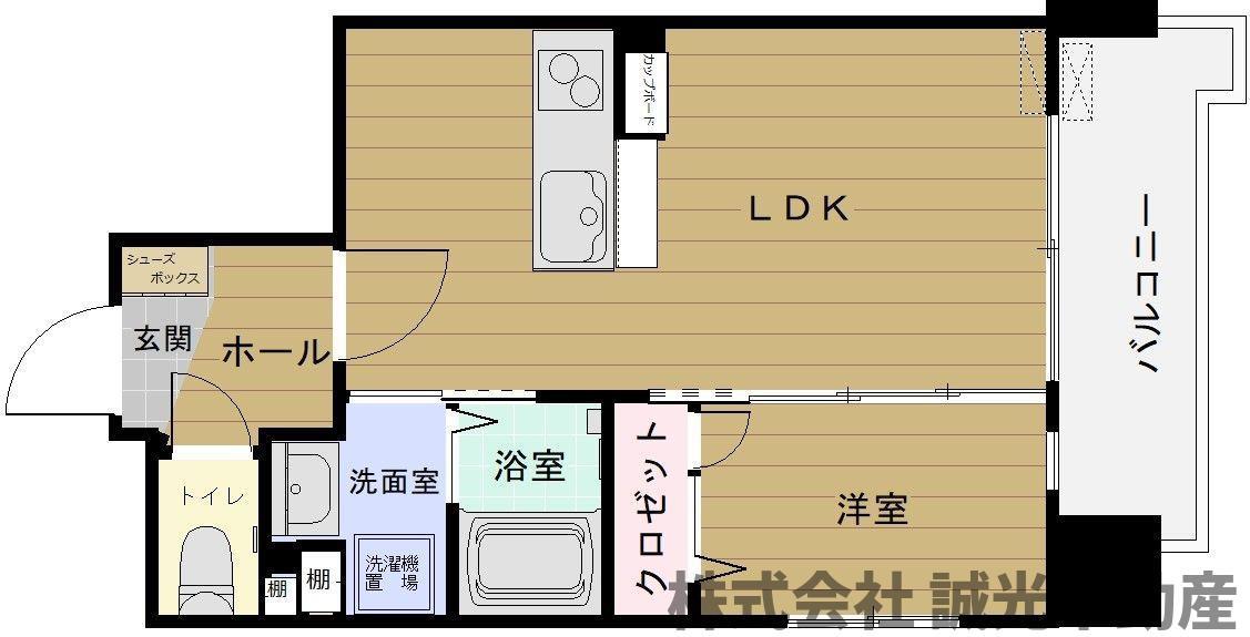 リバティR TENJIN(1LDK/6階)の間取り写真