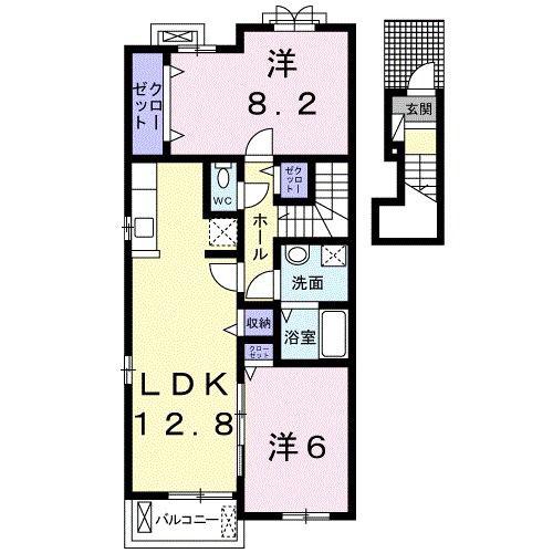 ミルトハウスKIII(2LDK/2階)の間取り写真