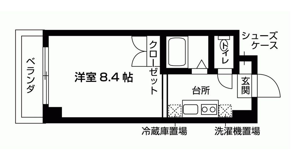 バウスクロス天神南(1K/7階)の間取り写真
