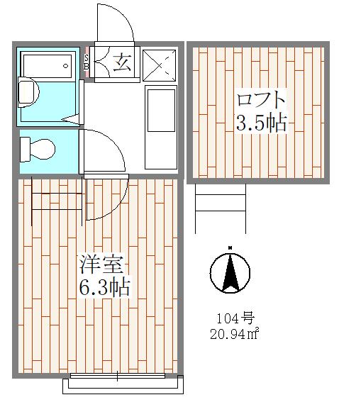 ベテル町田(1K/1階)の間取り写真