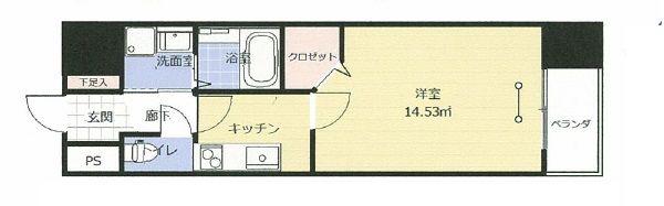 アークデュオ福島万世町(1K/4階)の間取り写真