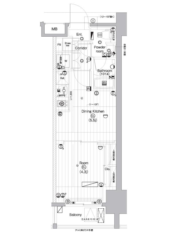 PREMIUM CUBE 亀戸(1DK/6階)の間取り写真