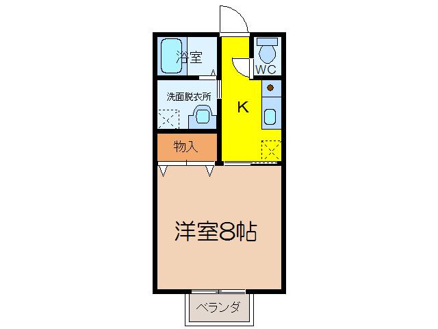 エスポワールK(1K/1階)の間取り写真