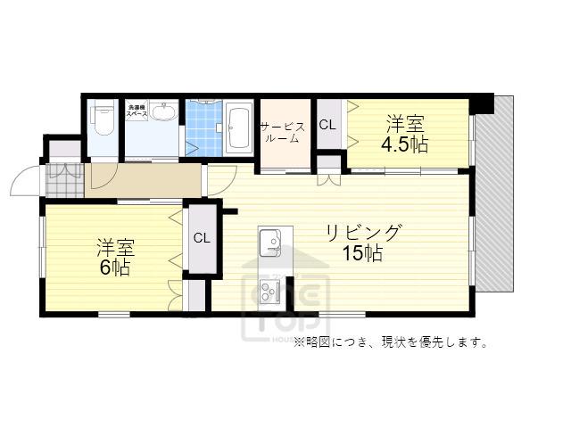 ブリエヴェール北桜塚(2LDK/4階)の間取り写真