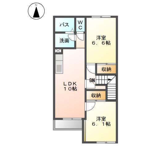 スターテラス小池原II(2LDK/2階)の間取り写真
