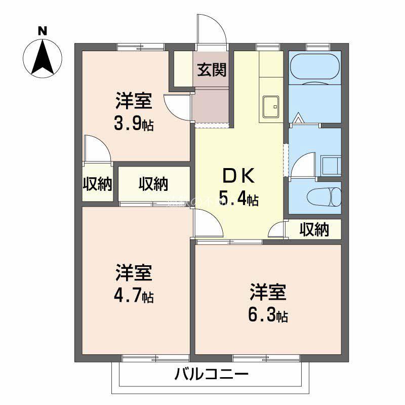 サンシティ大石A・B(3DK/1階)の間取り写真