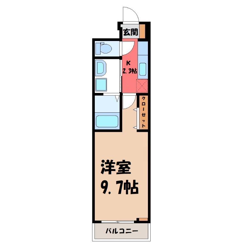 ヒカルサ熊谷久下(1K/2階)の間取り写真