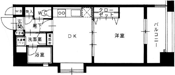 セントフォーラム平尾(1DK/4階)の間取り写真