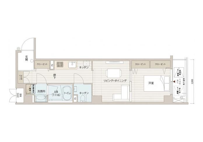 R RESIDENCES難波南I(1DK/6階)の間取り写真