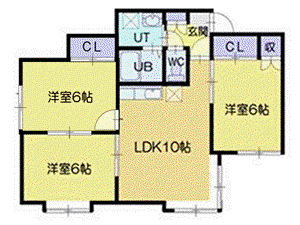 セピア弥生A(3LDK/2階)の間取り写真