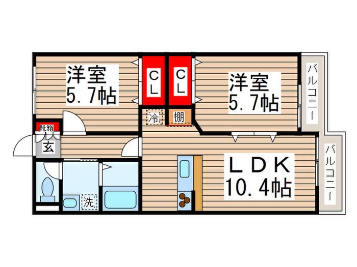 ロッサ3(2LDK/2階)の間取り写真