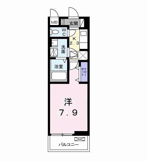 ウッド プレイス(1K/1階)の間取り写真