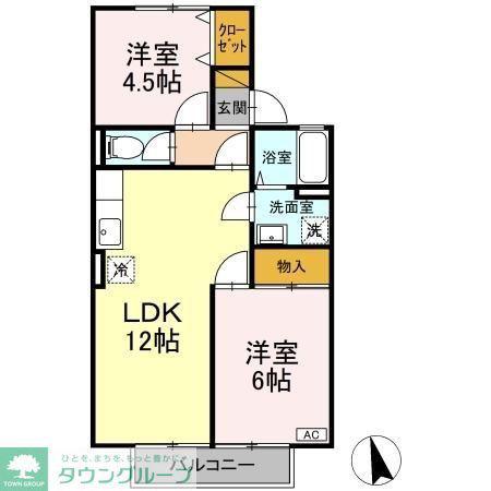 カルミア・アネックス(2LDK/1階)の間取り写真