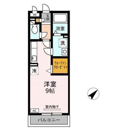 パークハイム C棟(ワンルーム/3階)の間取り写真