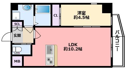 プレジオ武庫川ASIAN(1LDK/5階)の間取り写真