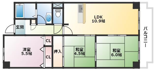 オルテンシア神戸(3LDK/6階)の間取り写真