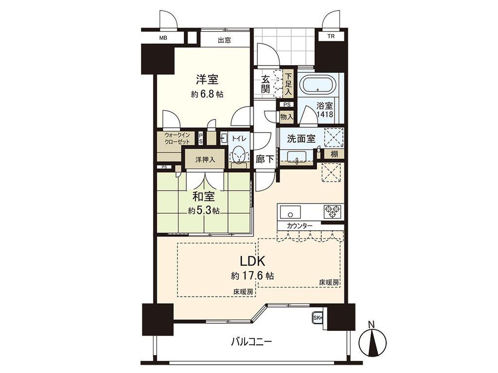 パークホームズ桜坂(2LDK/4階)の間取り写真