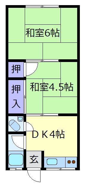 TC北野田文化(2DK/2階)の間取り写真
