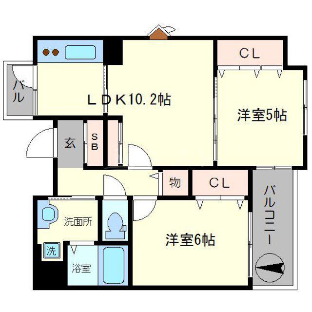 アビターレナニワイナリ(2LDK/9階)の間取り写真