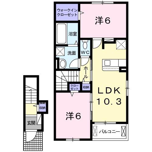 ルーチェ(2LDK/2階)の間取り写真