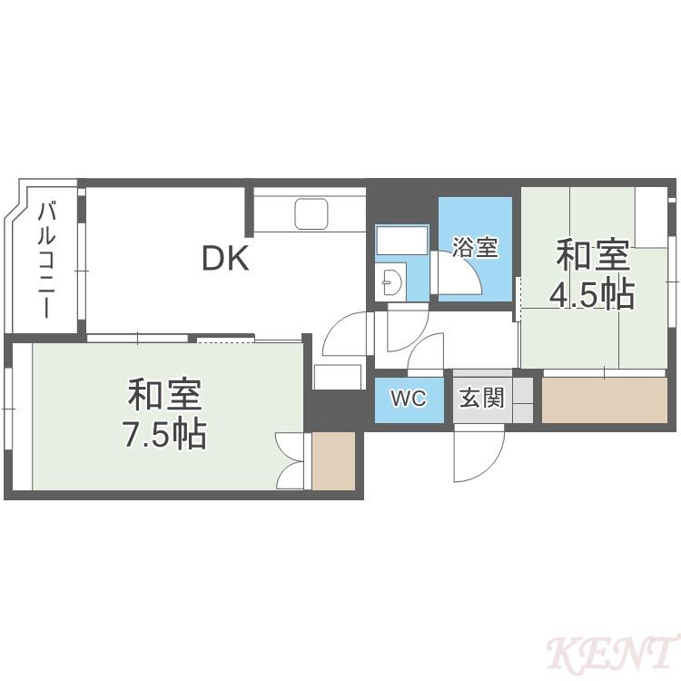 エスカイア八軒(1LDK/3階)の間取り写真
