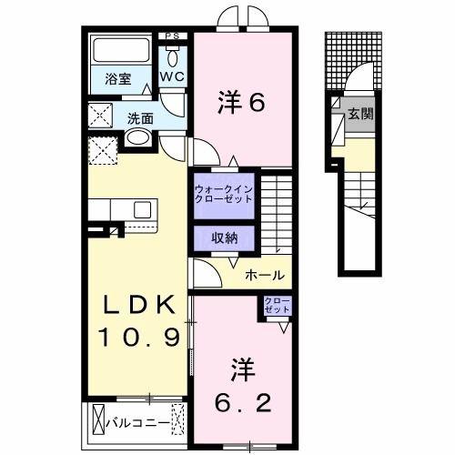 レジデンス プリュVII(2LDK/2階)の間取り写真
