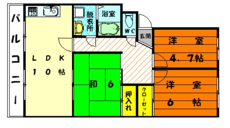 JKヒルズA(3LDK/5階)の間取り写真