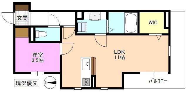ステラ白板(1LDK/2階)の間取り写真