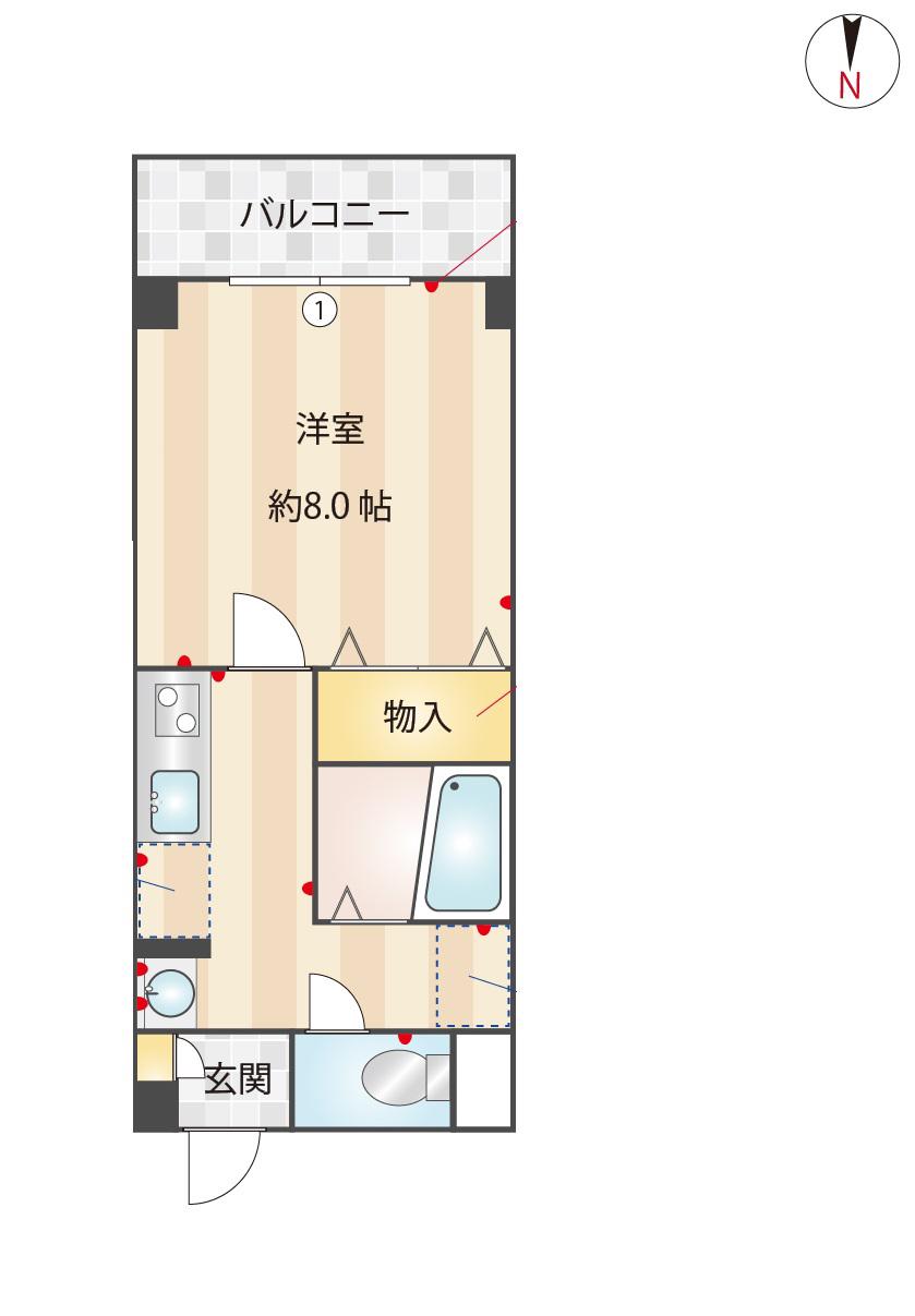 ブローニュ神山(1K/4階)の間取り写真