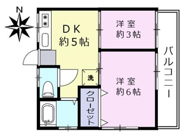 白百合荘(2K/1階)の間取り写真