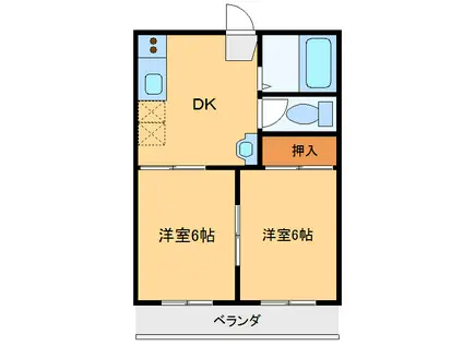 野村ハイツA(2DK/1階)の間取り写真