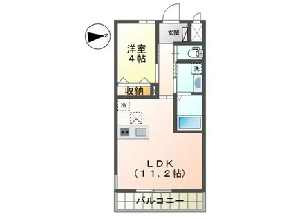 向山ヒルズ ブルーム(1LDK/1階)の間取り写真