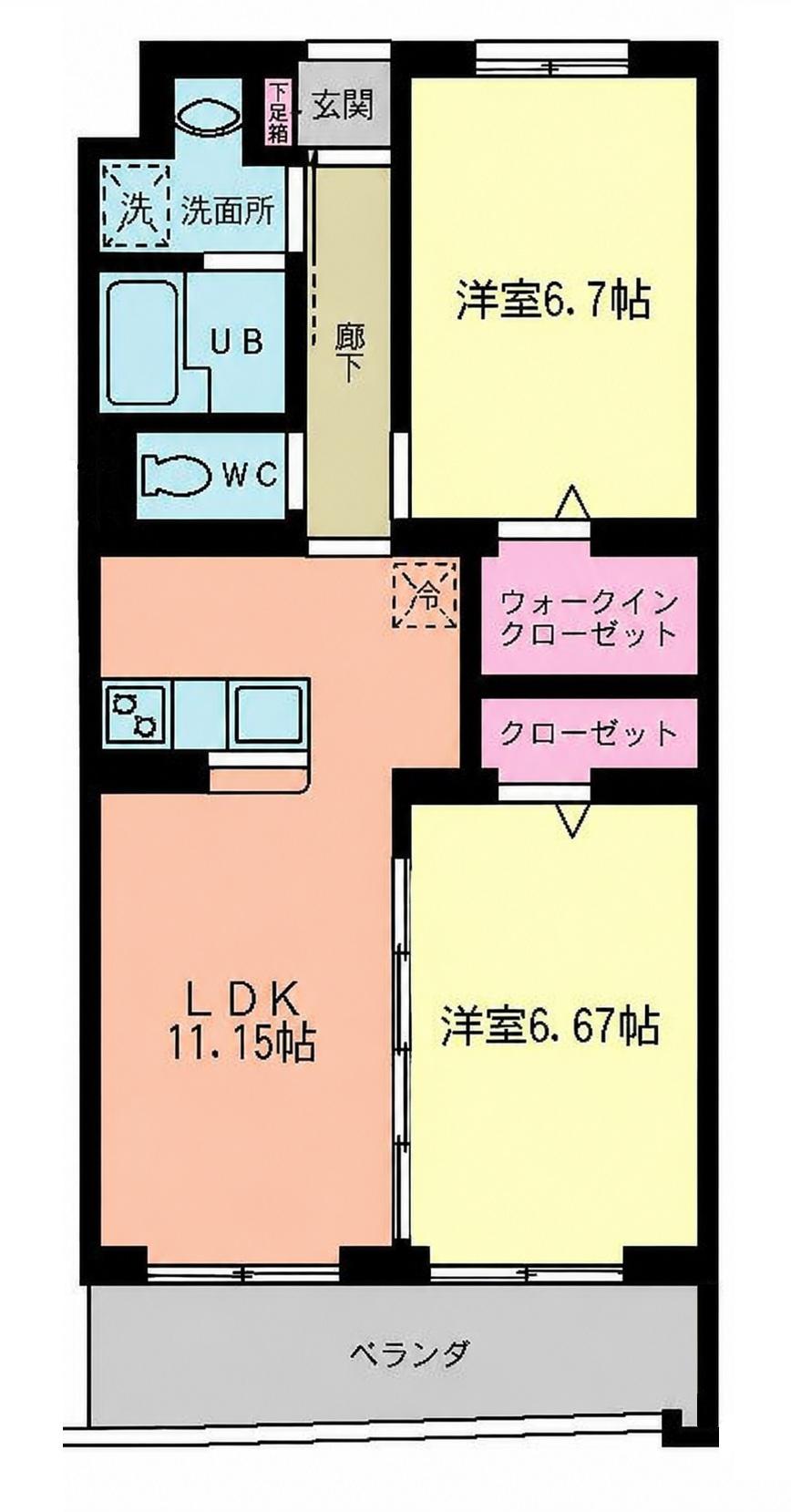 サンシャインユタカII(2LDK/1階)の間取り写真