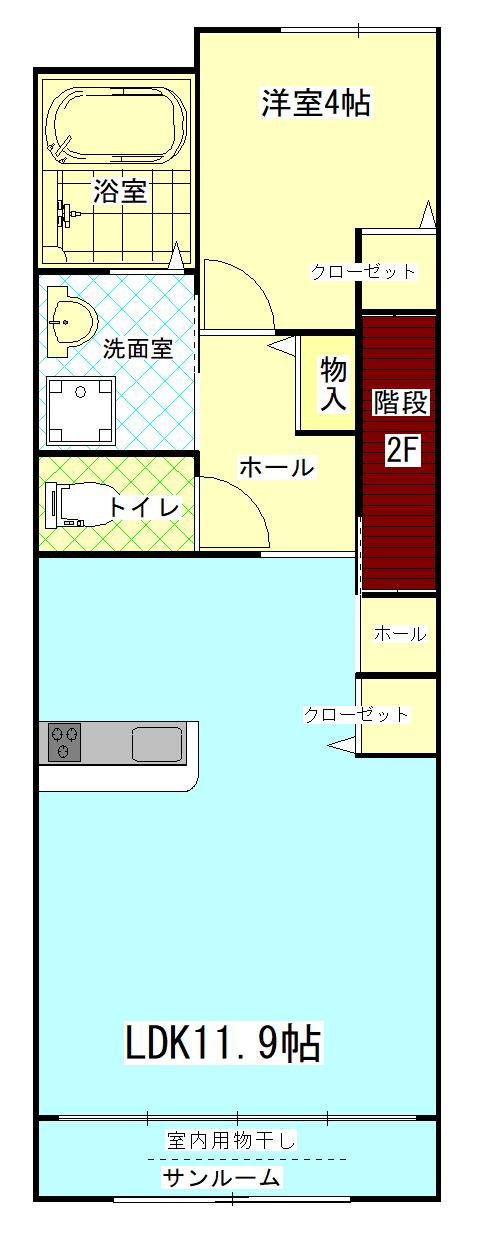 メゾンボナール(1LDK/2階)の間取り写真