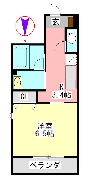 IS GIFUEKIMAE(1K/4階)の間取り写真