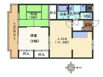 プチコーポ(2LDK/3階)の間取り写真