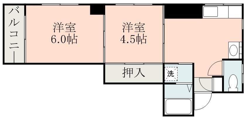 千石ビル(2K/3階)の間取り写真