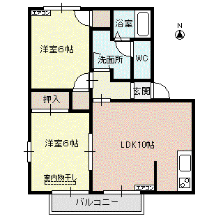 ジュピア シルエット(2LDK/2階)の間取り写真