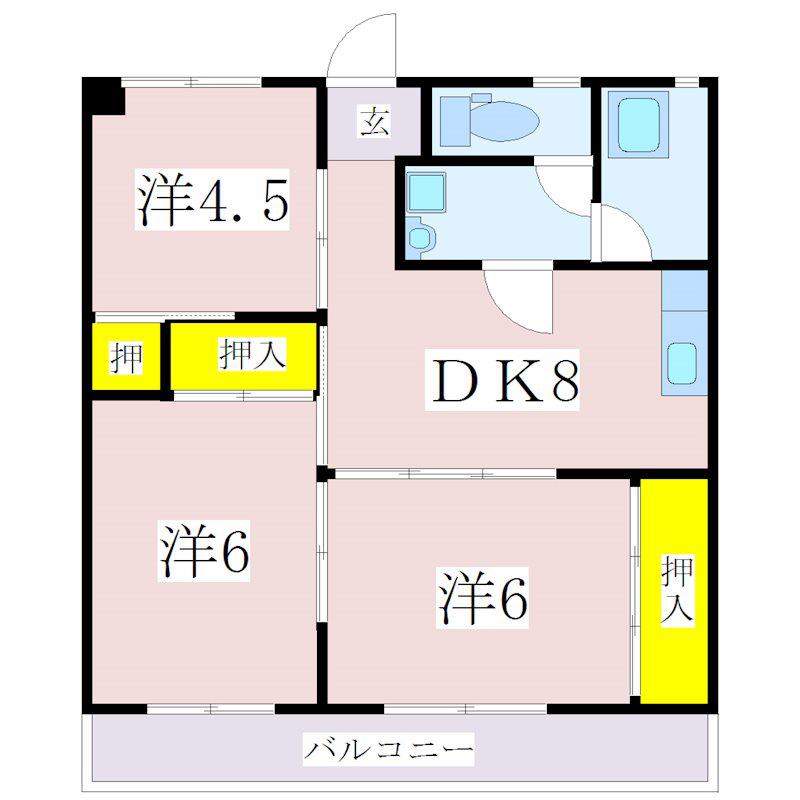 エントピア喜入(3DK/2階)の間取り写真