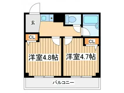 アソシエ横浜(2K/2階)の間取り写真