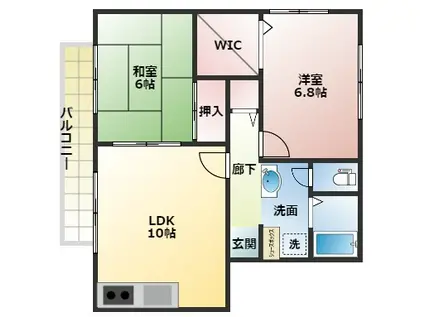 ハイカムール ルミ(2LDK/1階)の間取り写真