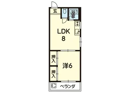 桃成ビル(1LDK/4階)の間取り写真