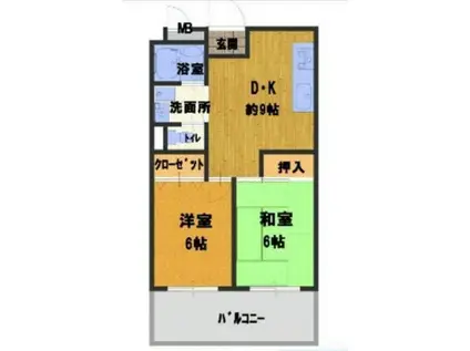 田守コーポハル(2DK/3階)の間取り写真