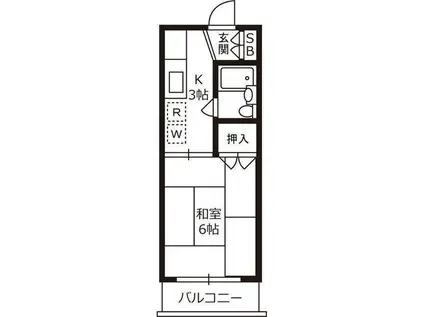 メゾンオカモト(1K/2階)の間取り写真