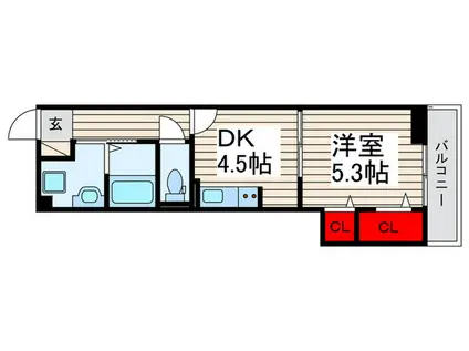 レクシア西新井(1DK/3階)の間取り写真